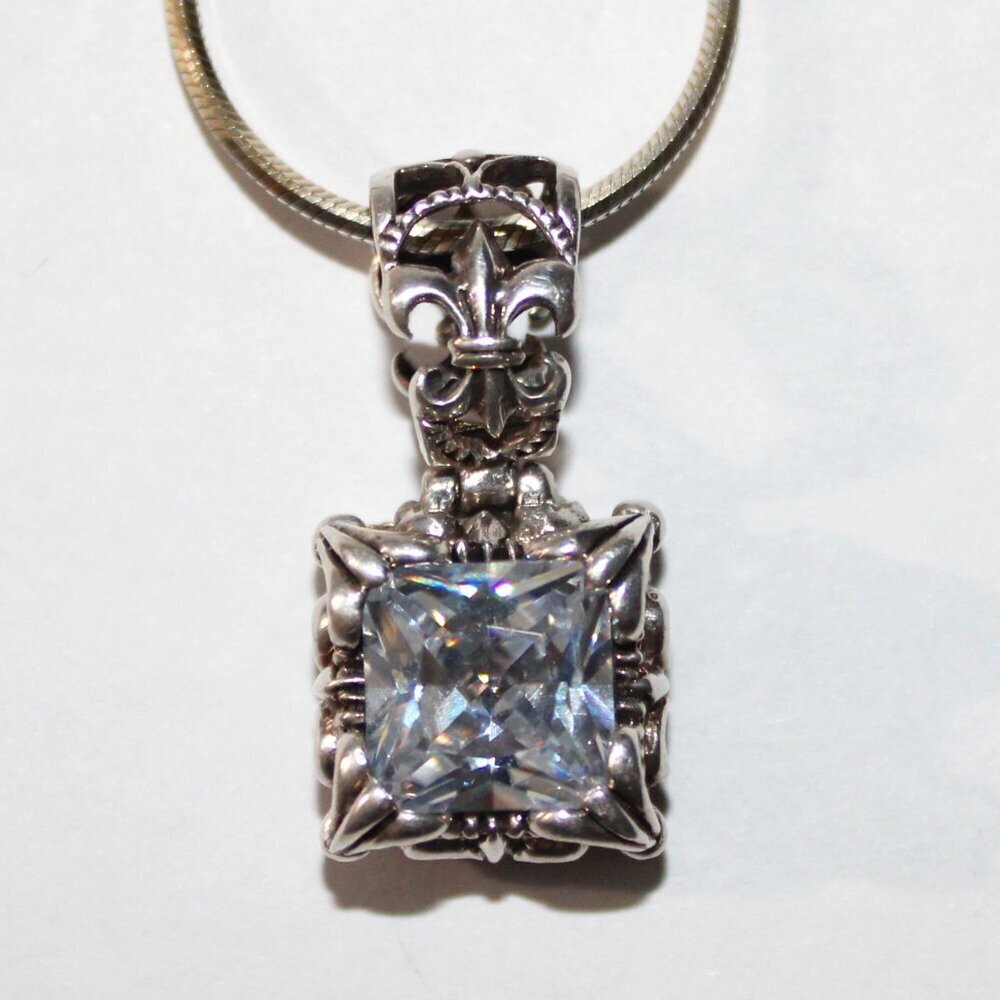 Sterling Silver Cubic Zirconia Snake Chain Necklace 14 Grams